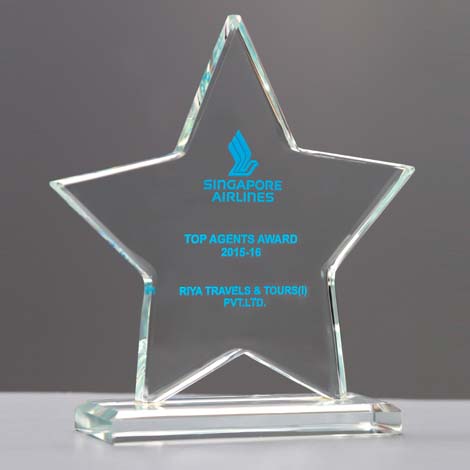 Engraved Crystal Star Memento