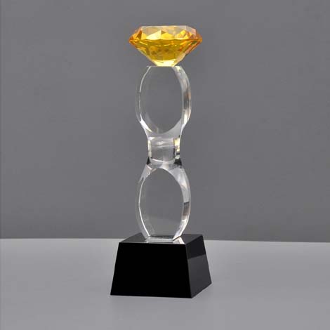 Yellow Diamond Crystal Trophy
