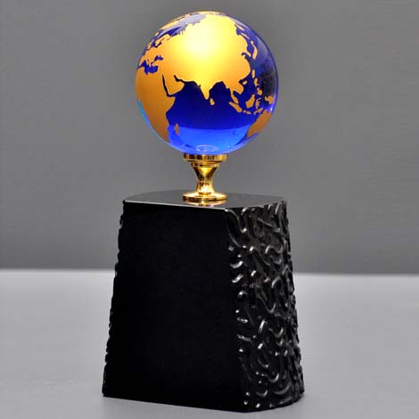 Crystal Award Blue Globe