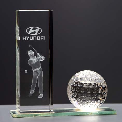 Personalized Crystal Golf Trophy