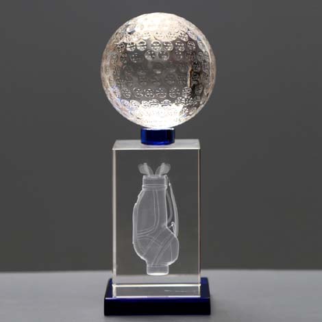 Transparent Crystal Golf Ball Trophy